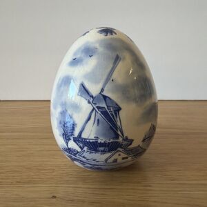 Vintage Delft Blue Egg Windmill Handpainted Holland